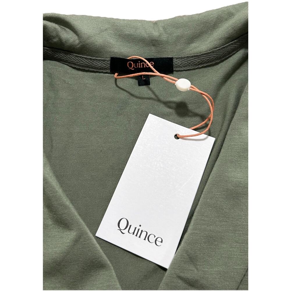 NEW Quince Women’s L Tencel Jersey Midi Wrap Dress Sage Soft - Picture 4 of 9